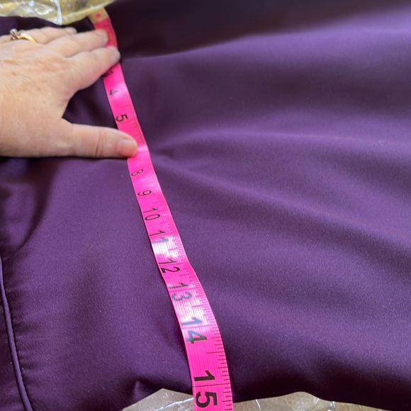 NWOT Jordan Maxi Evening Gown- Purple satin/rhinestone straps/ shawl Sz 6 - Picture 10 of 11